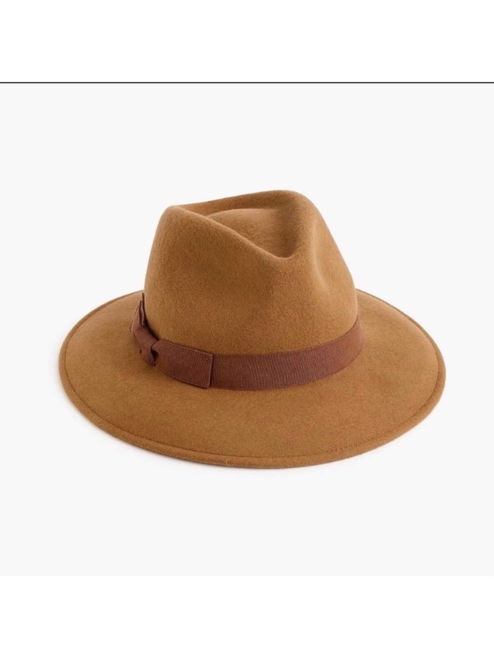 J Crew western hat with grosgrain trim 100% wool hat brown honey # BB002